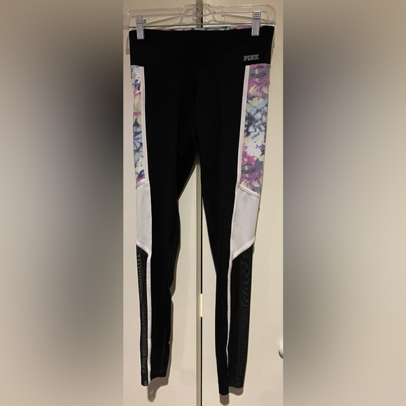PINK Victoria's Secret Pants - PINK Victoria's Secret Black Leggings with Tie-Dye Detail